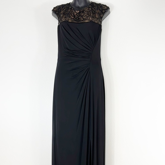 Tadashi Collection Beaded Long Maxi Formal Black Dress - Picture 2 of 16